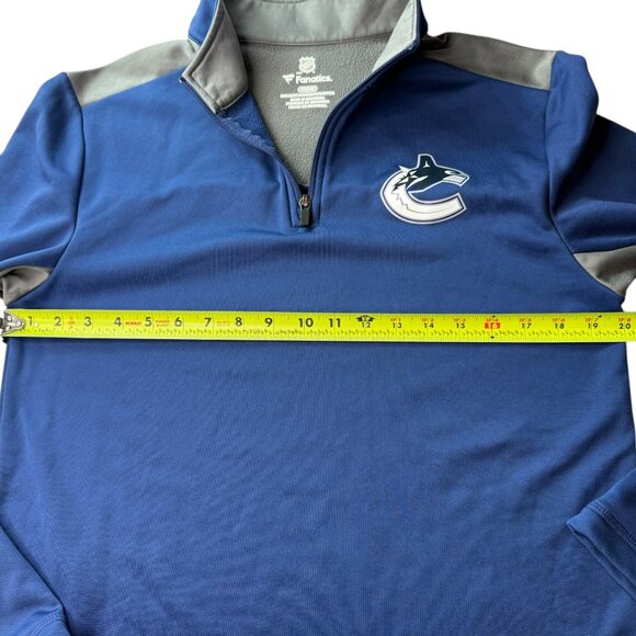 FANATICS Hockey 1/4 Zip Pullover Blue Gray Men's Medium Vancouver Canucks - Picture 6 of 8